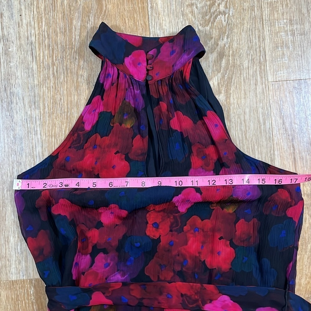 PAIGE Cayman Dress Women's Sz Small Black Multi Waterlily Mini Floral EUC Silk - Picture 10 of 15